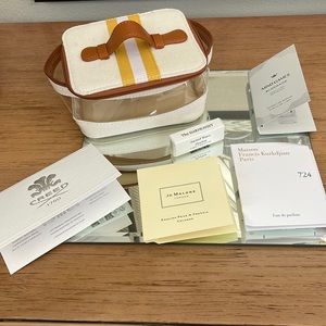 Five High End Parfum Samplers in Neiman Marcus zippered Cosmetic Case